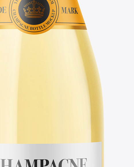 Clear Glass White Champagne Bottle Mockup Clear Glass White Champagne Bottle Mockup