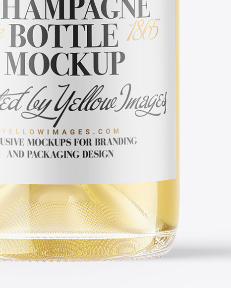 Clear Glass White Champagne Bottle Mockup