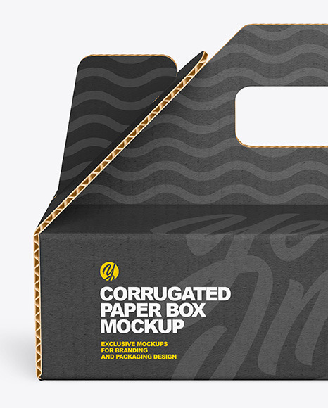 Corrugated Paper Box w/ Handle Mockup