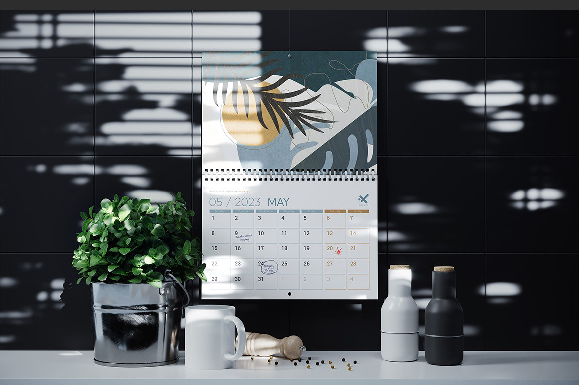 Spiral Wall Calendar Mockup Spiral Wall Calendar Mockup