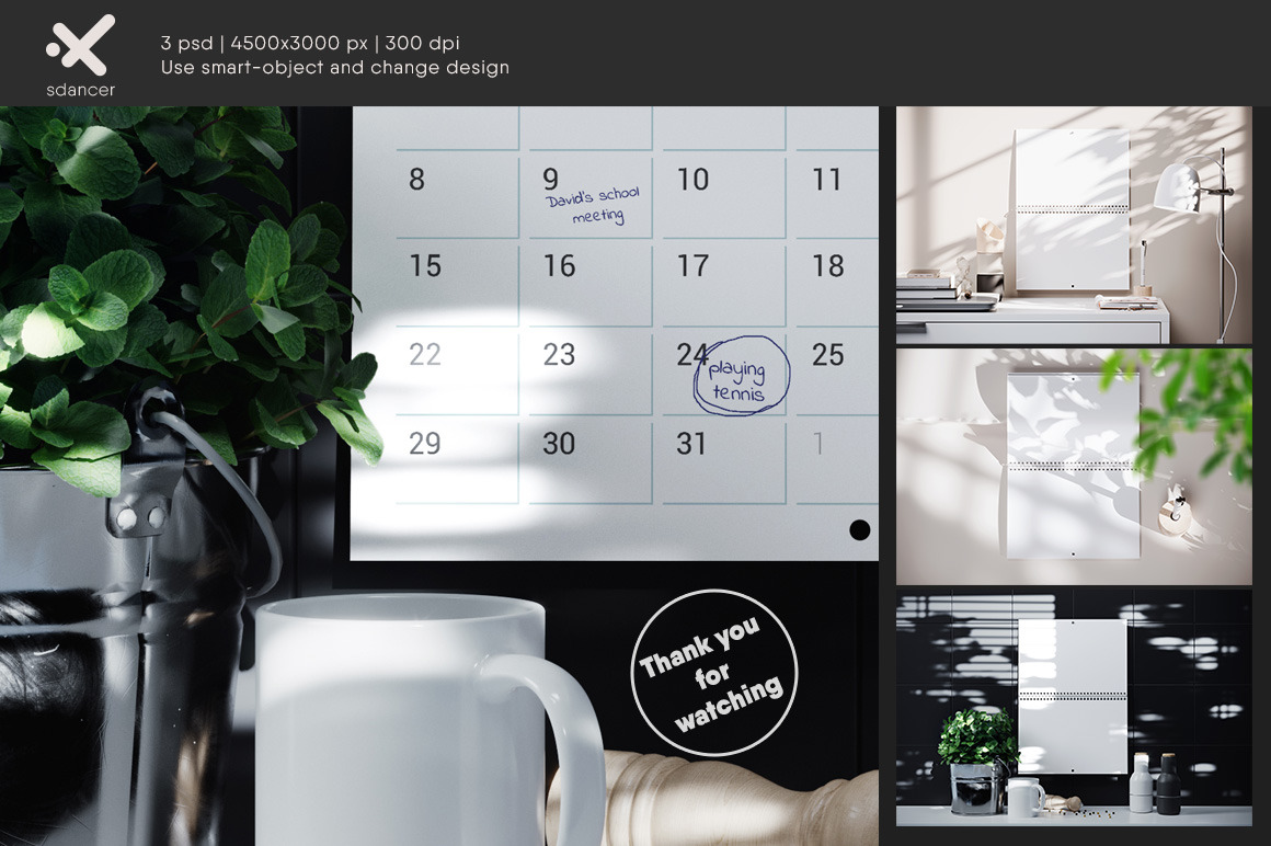 Spiral Wall Calendar Mockup