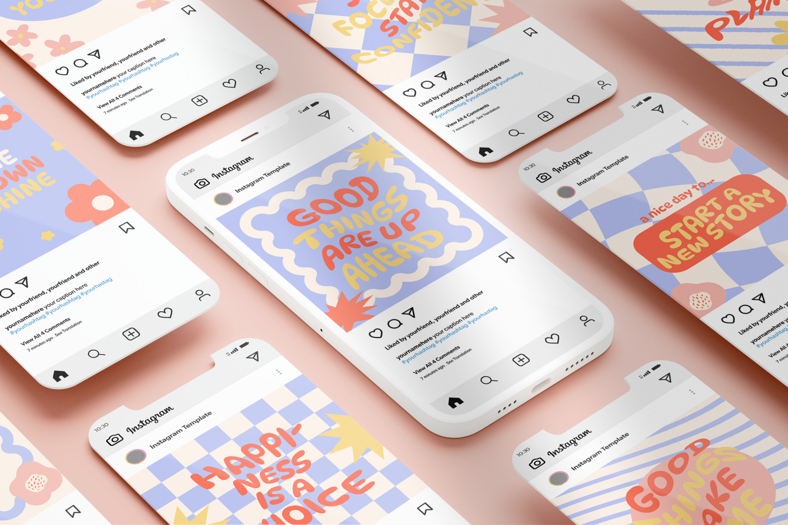 Colorful groovy quote content creator instagram template