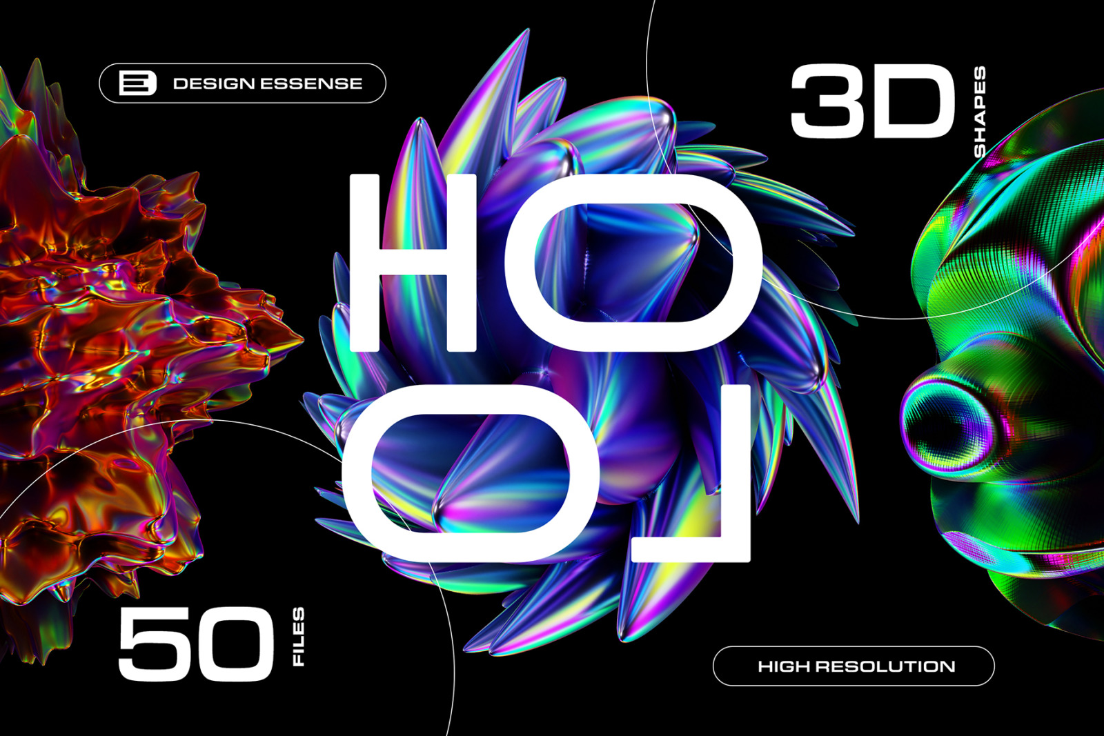 Holographic 3D Abstract Shapes