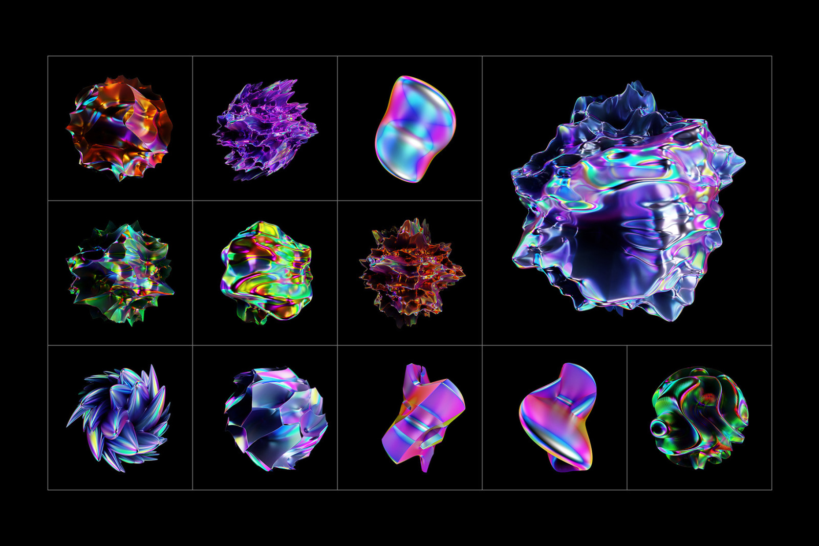 Holographic 3D Abstract Shapes