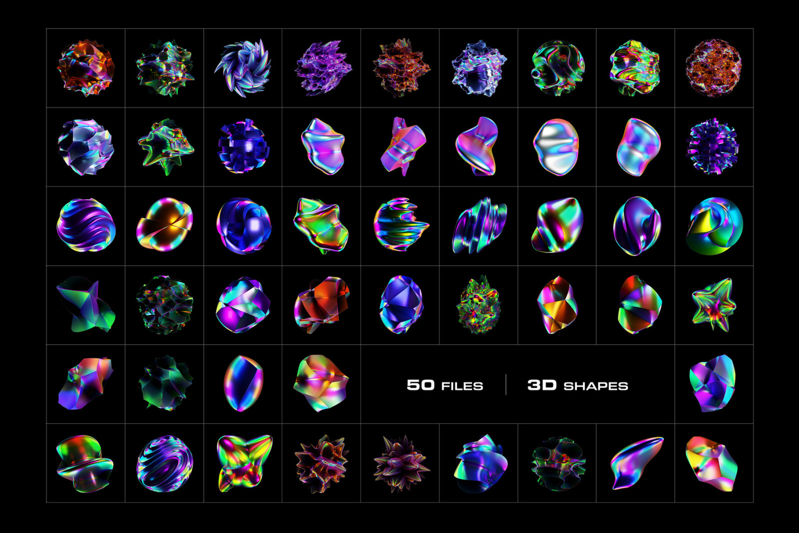 Holographic 3D Abstract Shapes