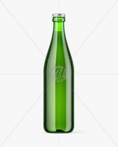 Green Glass Beer Bottle Mockup