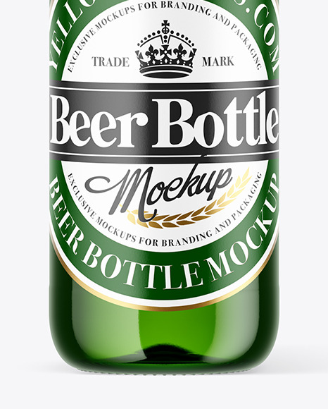 Green Glass Beer Bottle Mockup