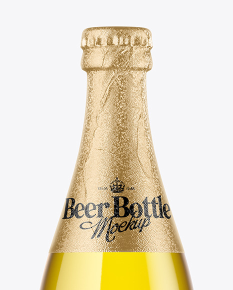 Clear Glass Beer Bottle Mockup