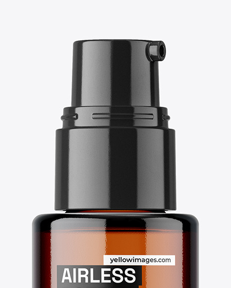 Amber Airless Pump Bottle Mockup