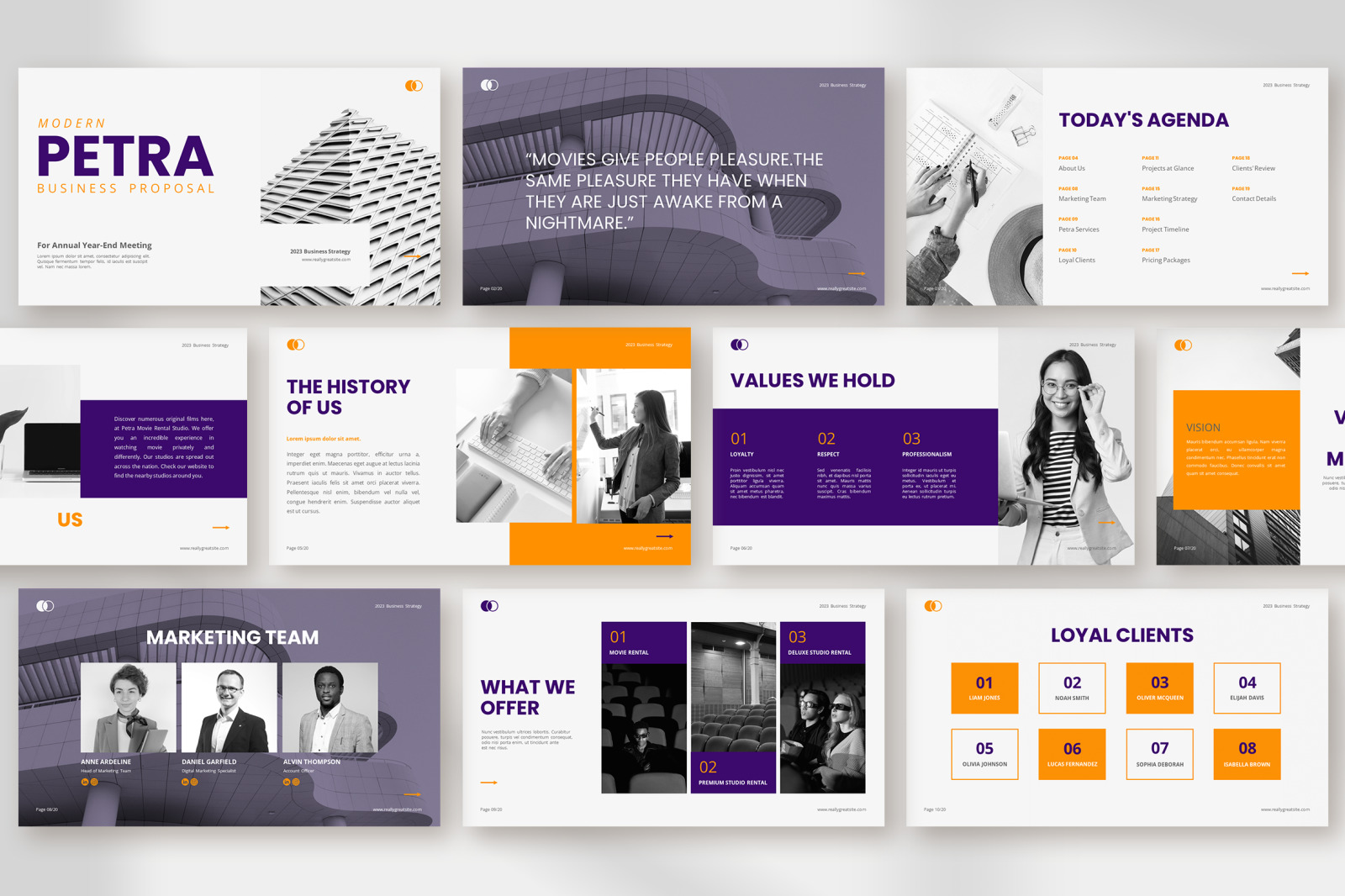 Petra – purple blossom modern business proposal presentation