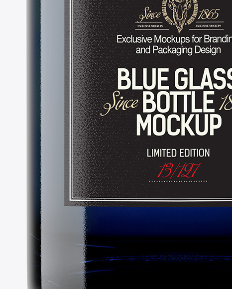 Blue Glass Bottle Mockup