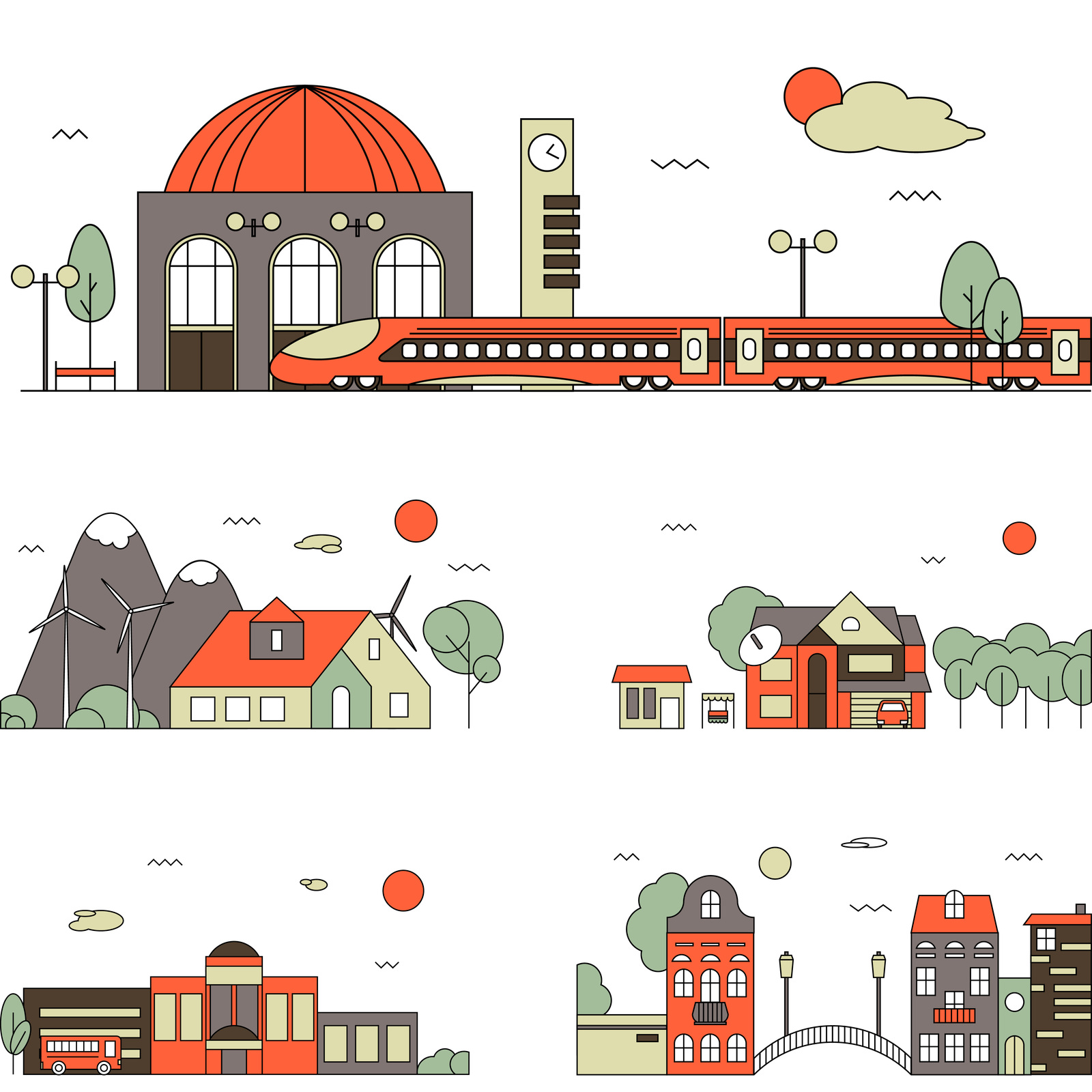Flat Cityscape Set Flat Cityscape Set