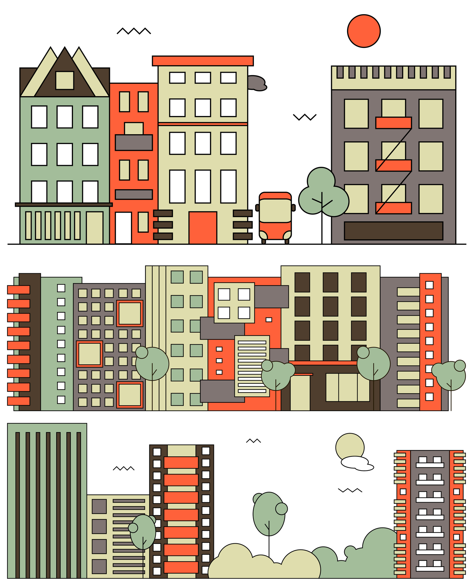 Flat Cityscape Set Flat Cityscape Set