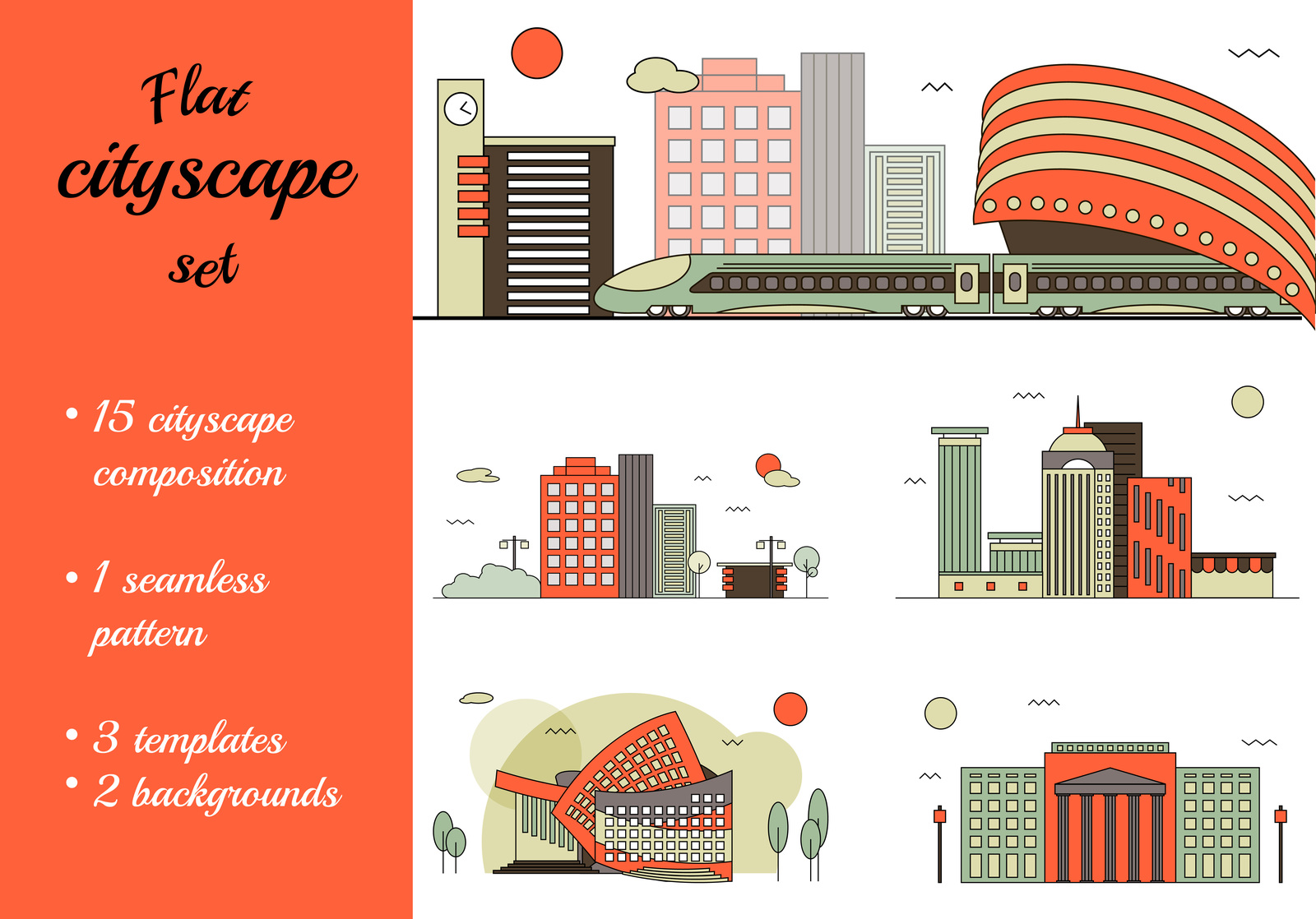 Flat Cityscape Set Flat Cityscape Set