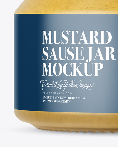 250ml Clear Glass Jar with Mustard Mockup - Front View