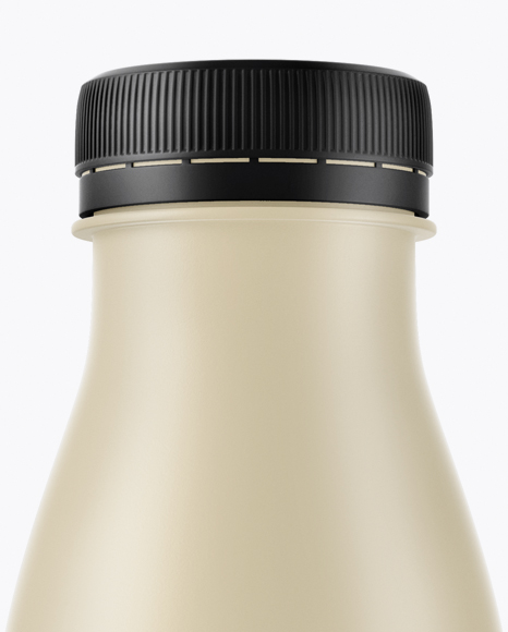 Matte Plastic Dairy Bottle With Paper Label Mockup