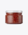 250ml Clear Glass Jar with Tomato Sauce Mockup - Front View