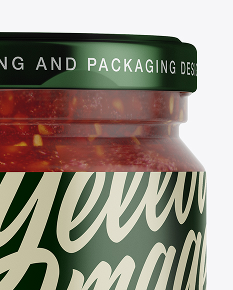 250ml Clear Glass Jar with Tomato Sauce Mockup - Front View