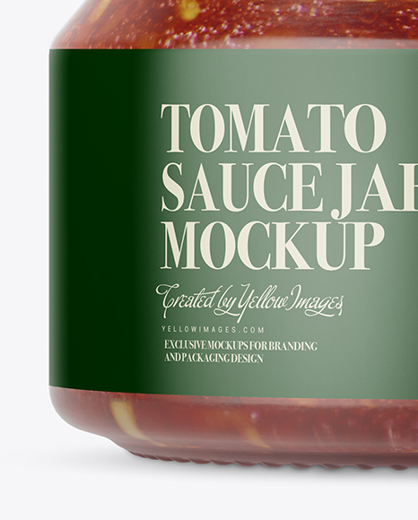 250ml Clear Glass Jar with Tomato Sauce Mockup - Front View