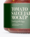 250ml Clear Glass Jar with Tomato Sauce Mockup - Front View