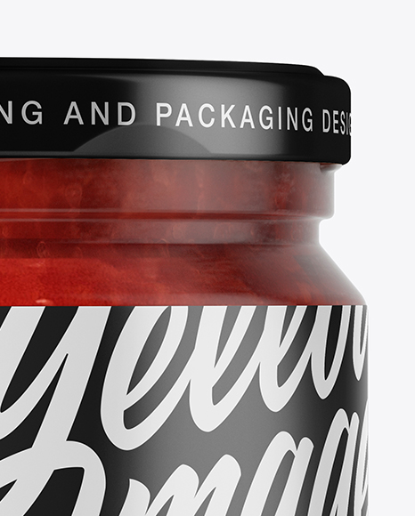 250ml Clear Glass Jar with Red Caviar Mockup - Front View 250ml Clear Glass Jar with Red Caviar Mockup - Front View