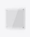 Square Glass Nameplate Mockup - Half Side View