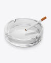 Flint Glass Ashtray W/ Cigarette Mockup - Half-Side View (High Angle)