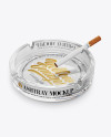 Flint Glass Ashtray W/ Cigarette Mockup - Half-Side View (High Angle)