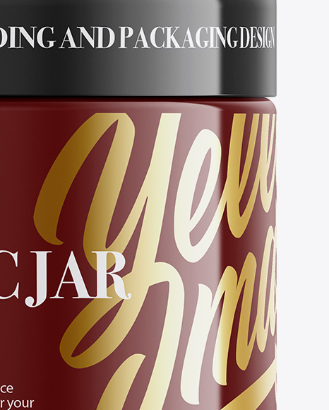 Glossy Plastic Cosmetic Jar Mockup - Front View