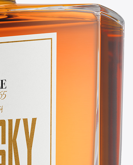 Clear Glass Whisky Bottle Mockup