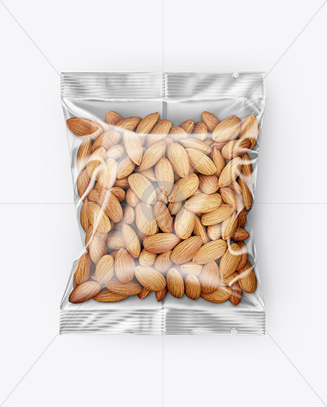 Plastic Bag with Almonds Mockup