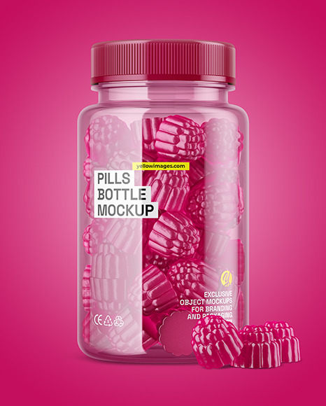 Plastic Bottle with Gummies Mockup