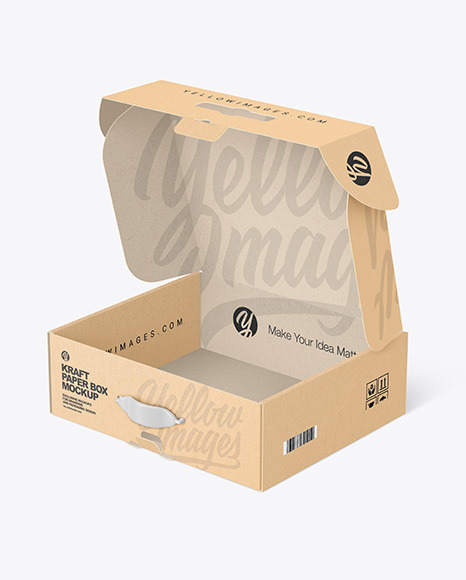 Opened Kraft Mailing Box Mockup