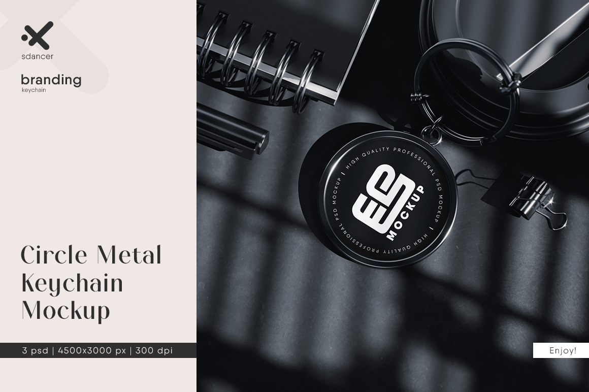 Circle Metal Keychain Mockup Circle Metal Keychain Mockup
