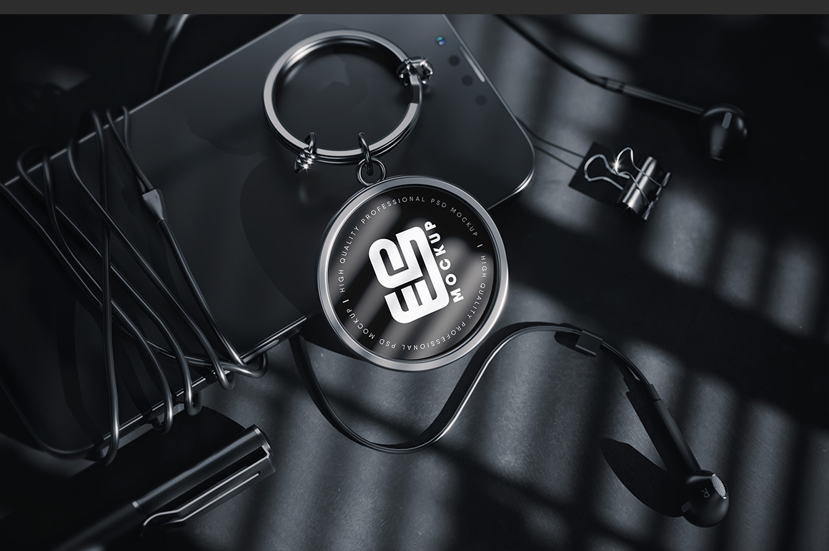 Circle Metal Keychain Mockup Circle Metal Keychain Mockup