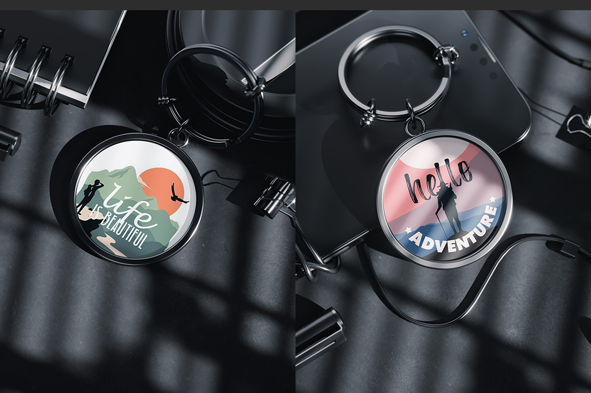 Circle Metal Keychain Mockup