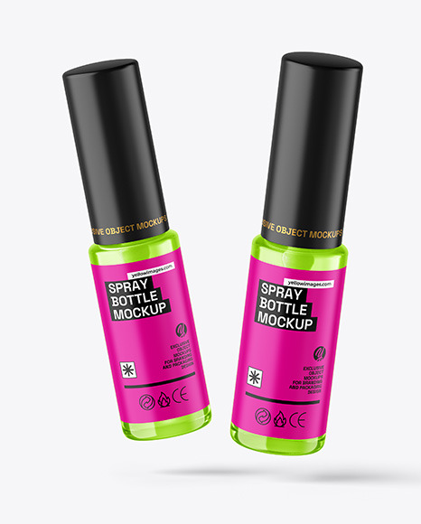 Two Glass Spray Bottles Mockup