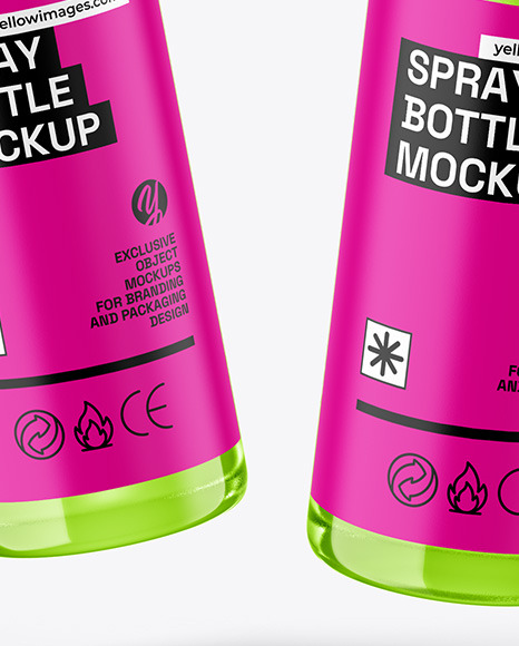 Two Glass Spray Bottles Mockup