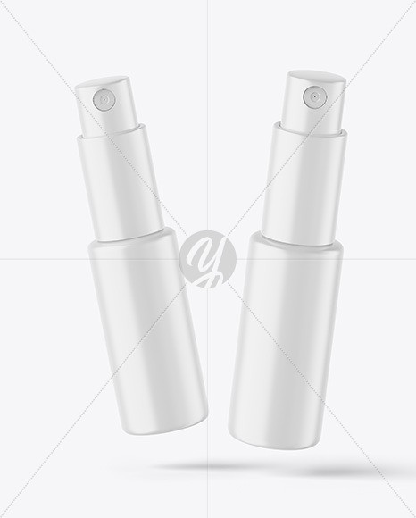 Two Matte Spray Bottles Mockup