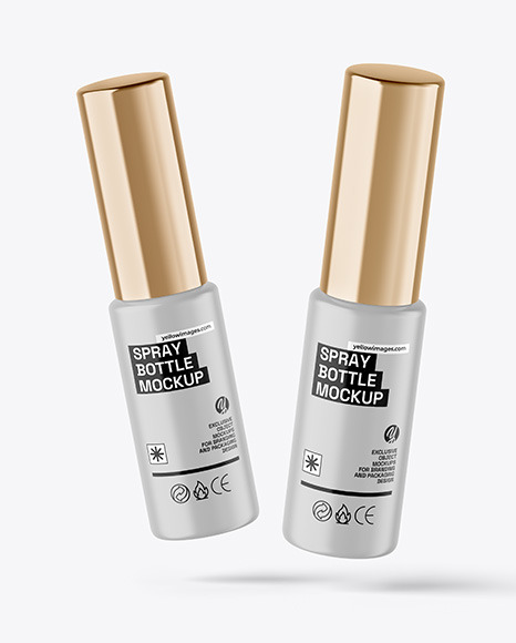 Two Matte Spray Bottles Mockup Two Matte Spray Bottles Mockup