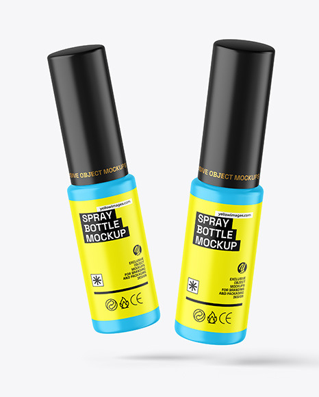 Two Matte Spray Bottles Mockup Two Matte Spray Bottles Mockup