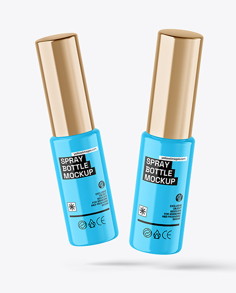 Two Glossy Spray Bottles Mockup