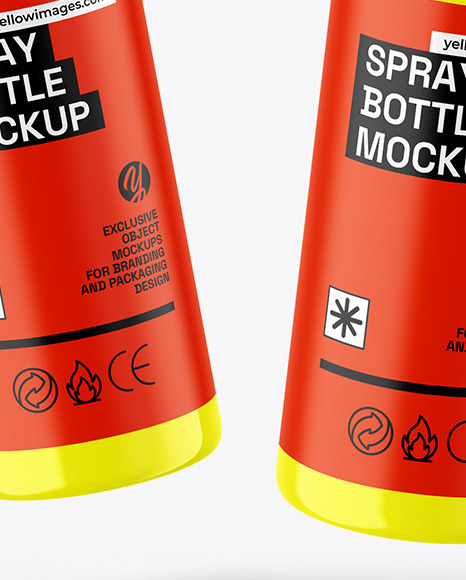 Two Glossy Spray Bottles Mockup