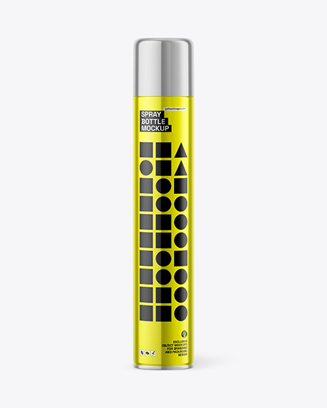 Glossy Metallic Spray Bottle Mockup