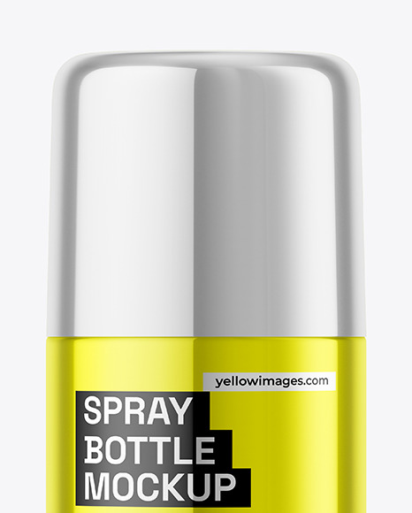 Glossy Metallic Spray Bottle Mockup