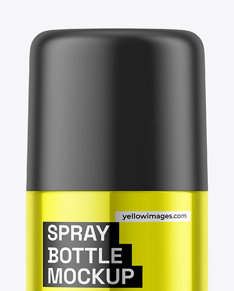 Glossy Metallic Spray Bottle Mockup