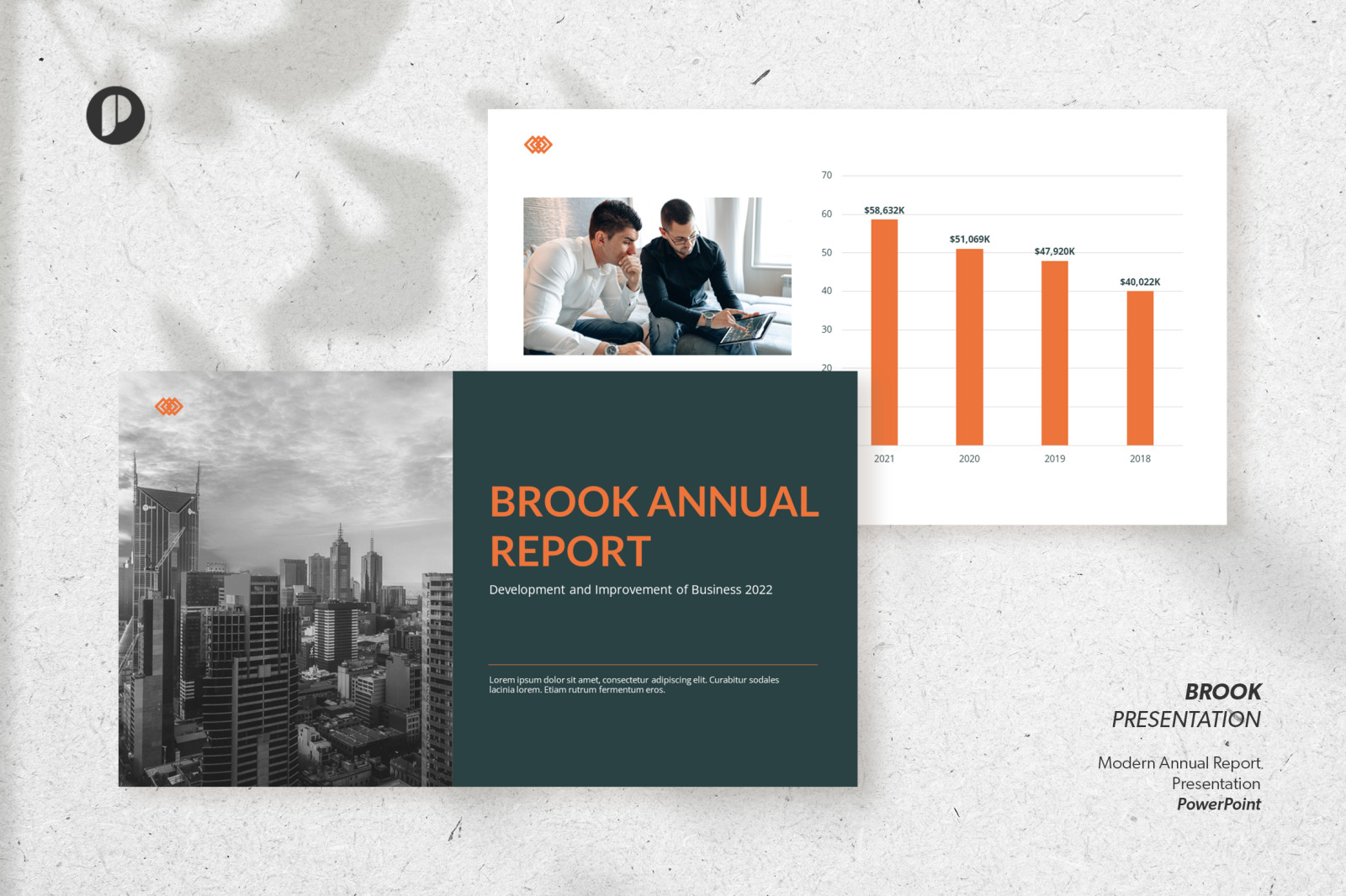 Brook – dark moss modern annual report presentation