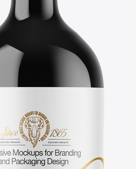 Dark Glass Wine Bottle Mockup