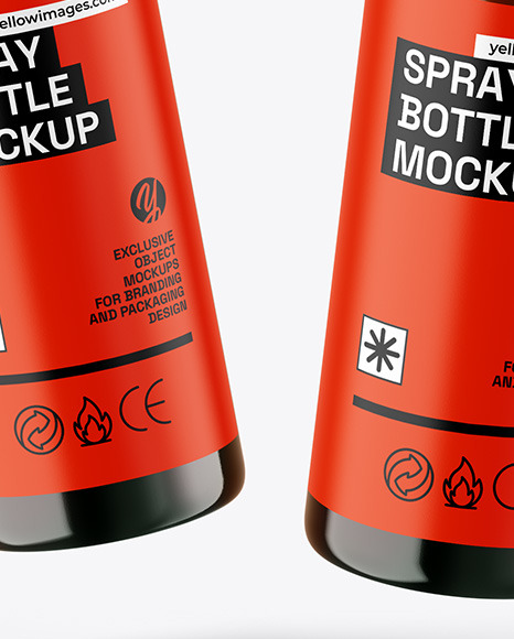 Two Amber Glass Spray Bottles Mockup