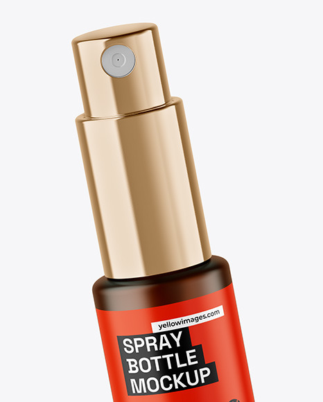 Two Frosted Amber Glass Spray Bottles Mockup